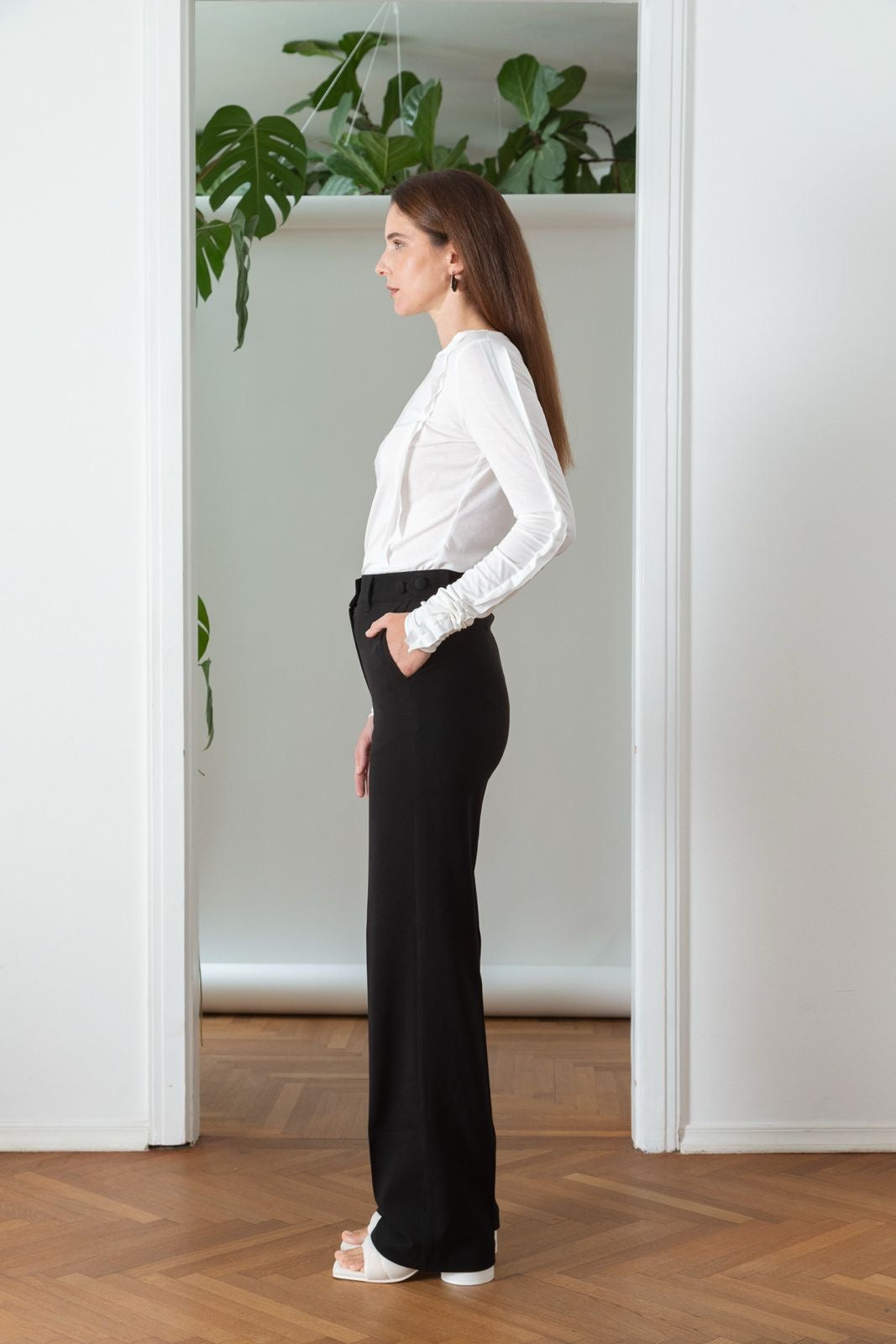 Piqué Pants with Waist Adjusters