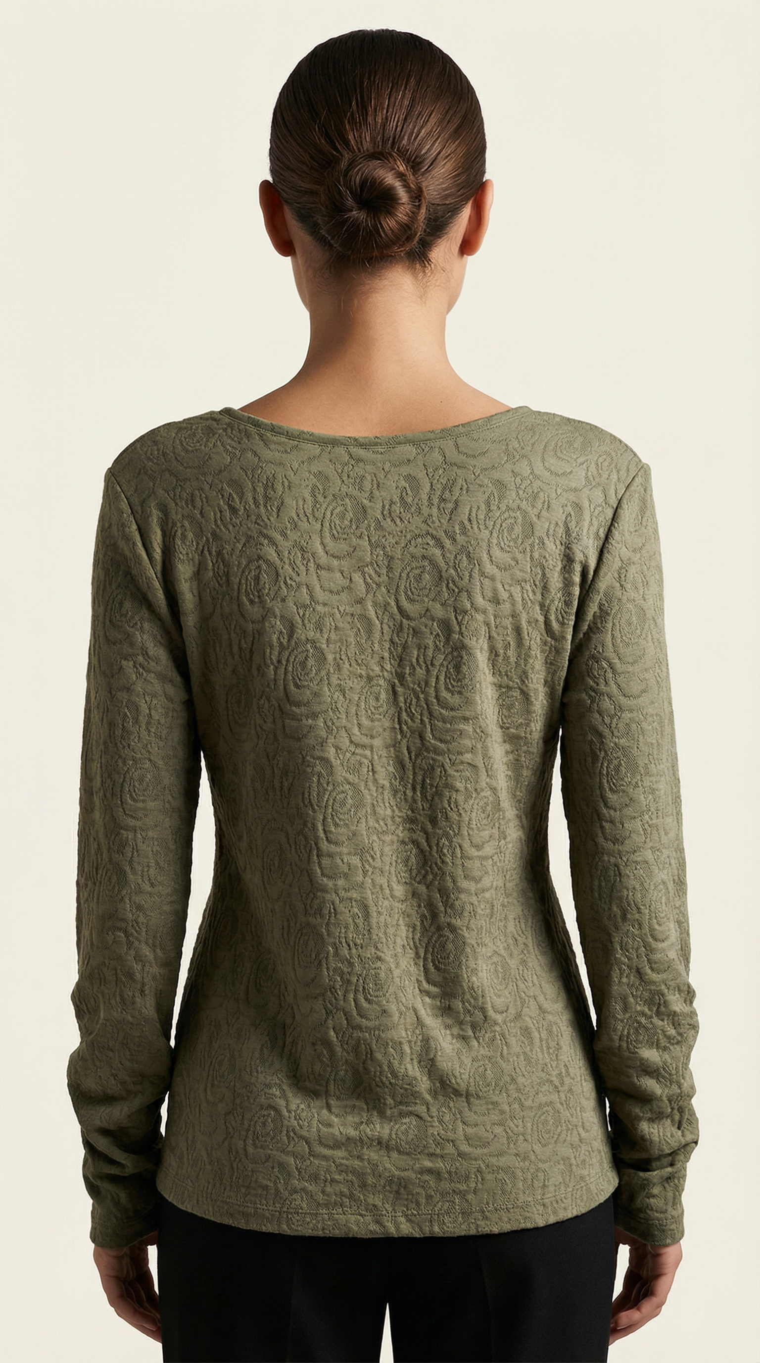 Jacquard Reversible Blouse- Olive Green