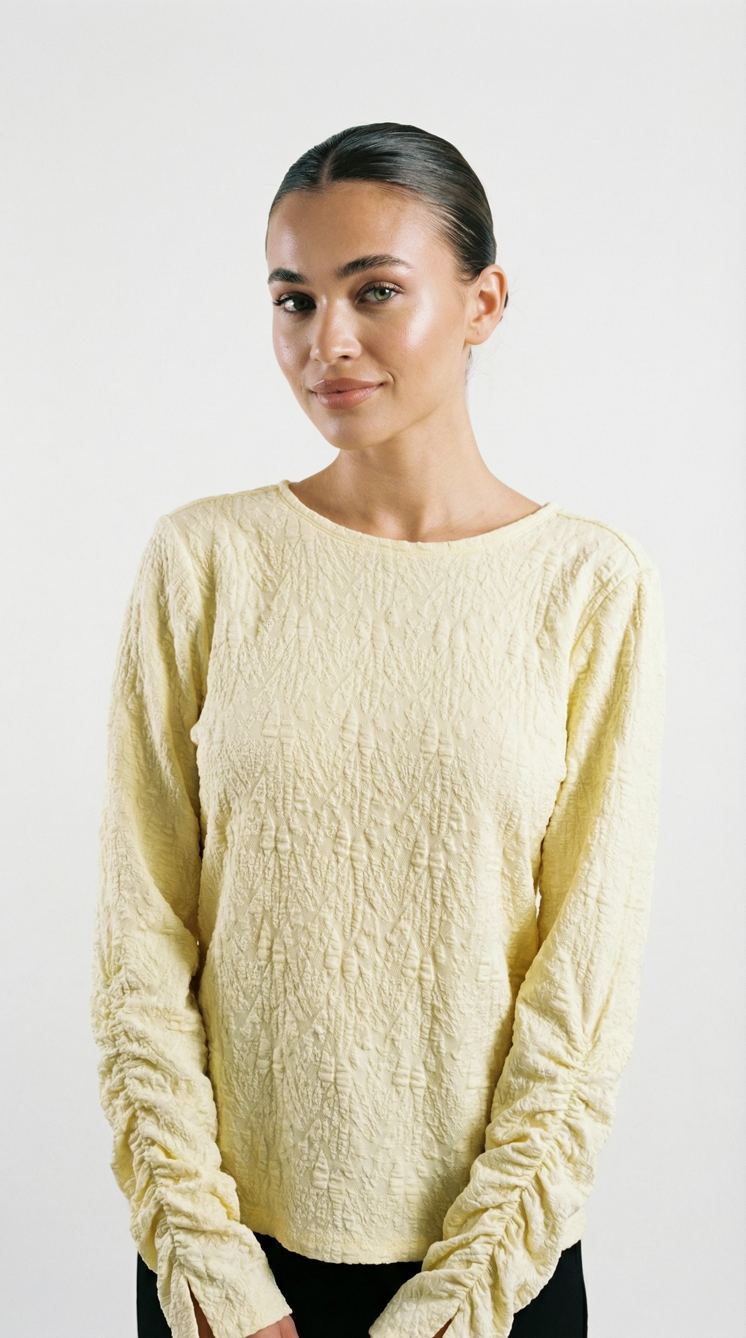 Jacquard Reversible Blouse- Tender Jellow