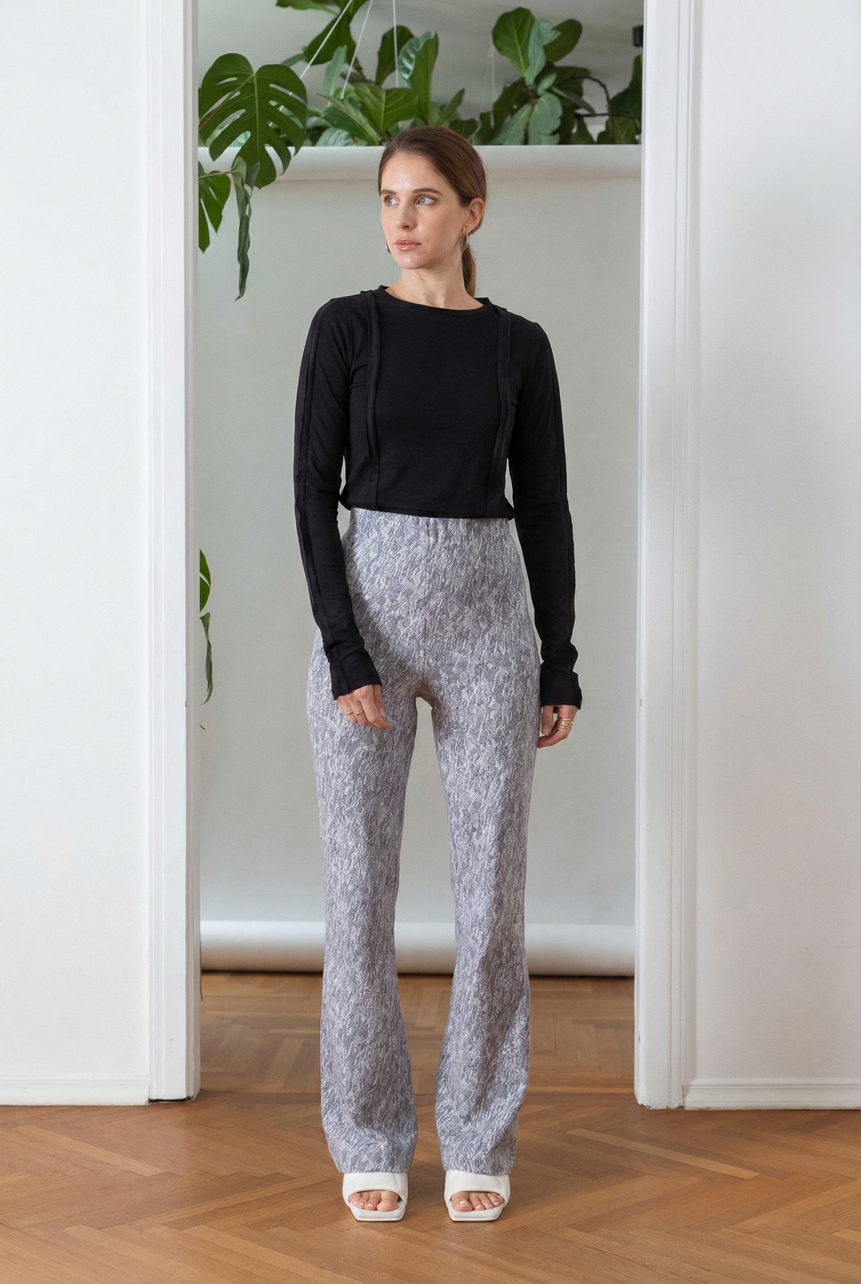 Ribbon Jersey Top Black