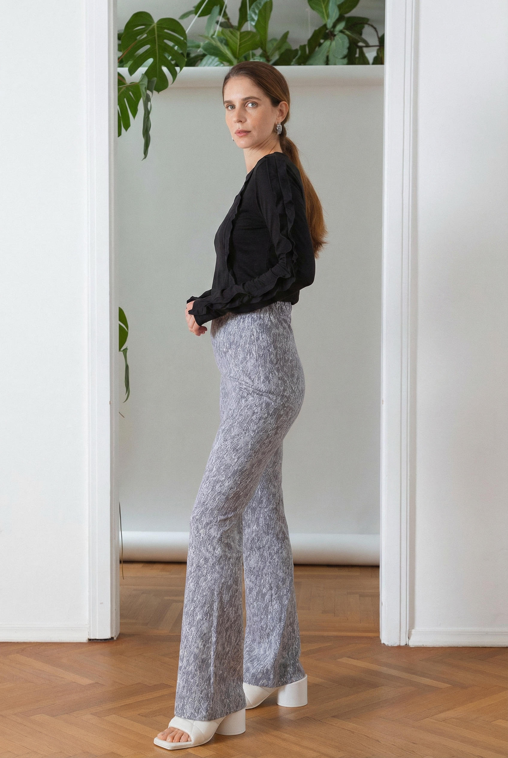 Ribbon Jersey Top Black