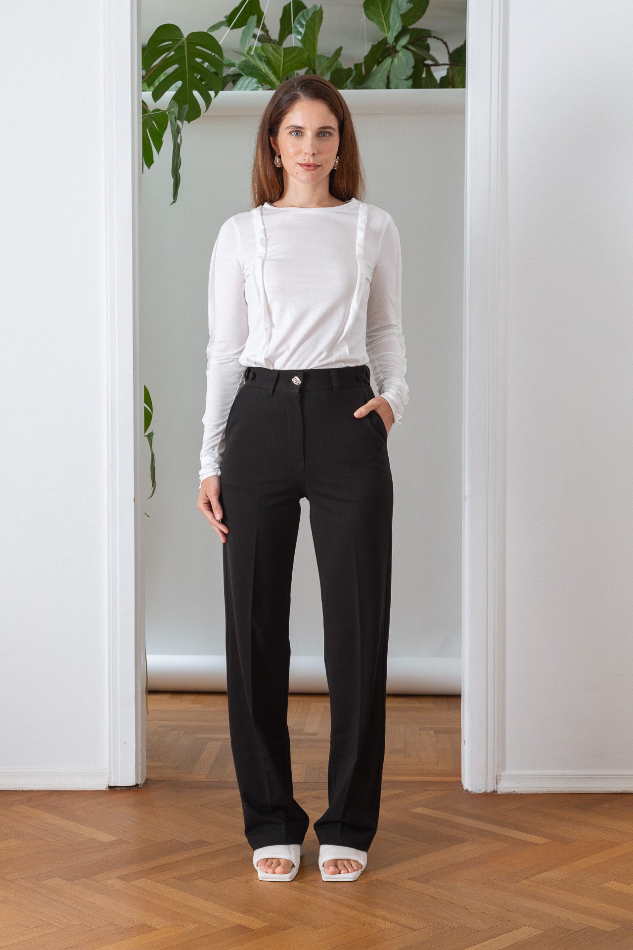 Piqué Pants with Waist Adjusters