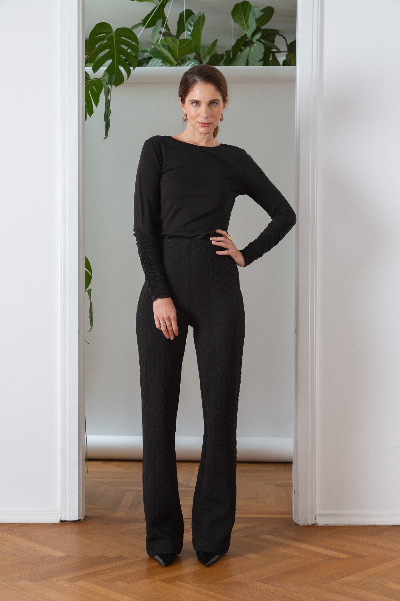 Jacquard High Waisted Pants-Limited