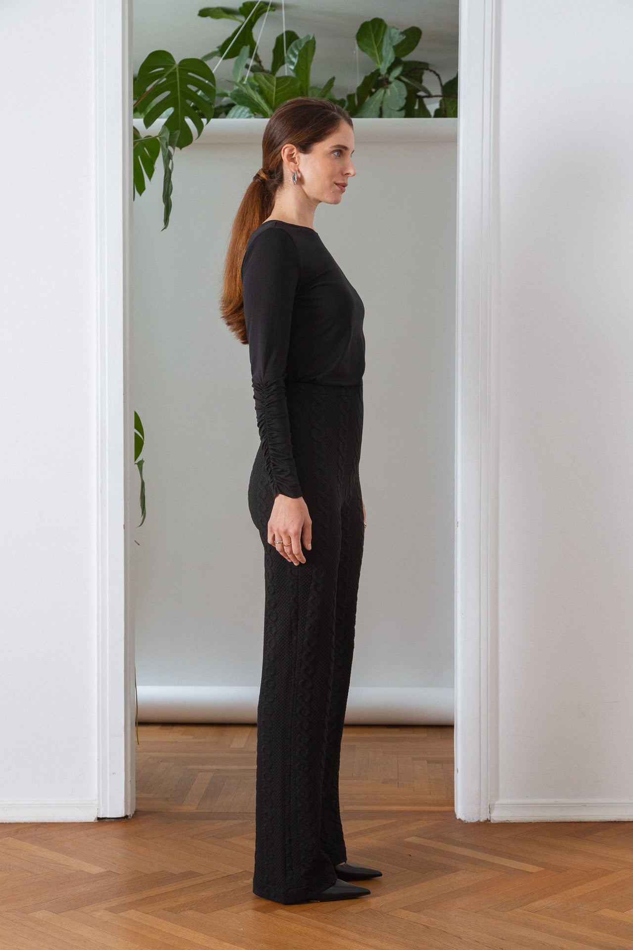 Jacquard High Waisted Pants-Limited