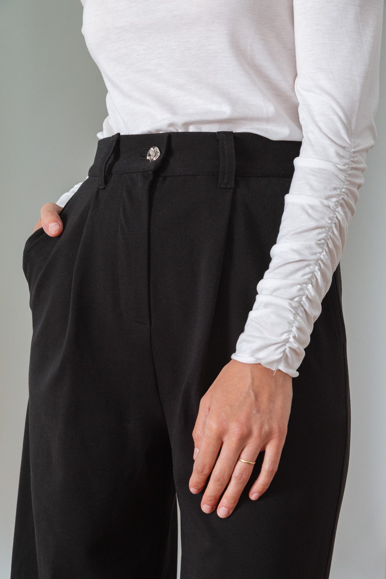 Pique Pleated Trousers