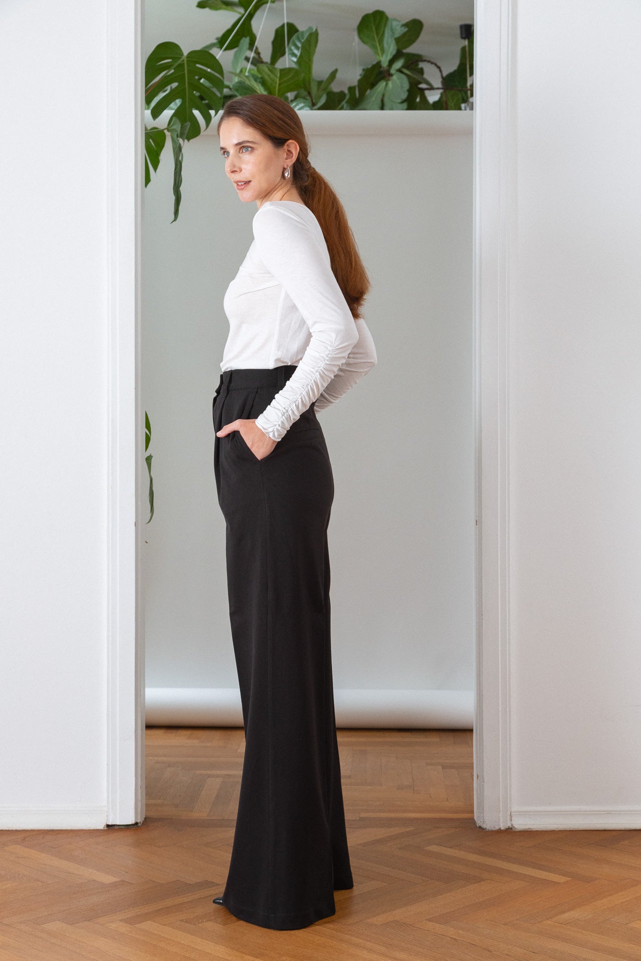 Pique Pleated Trousers