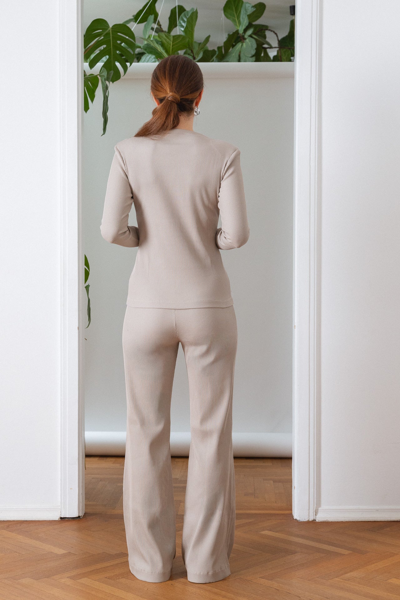 Organic Cotton Ribbed Vest Beige