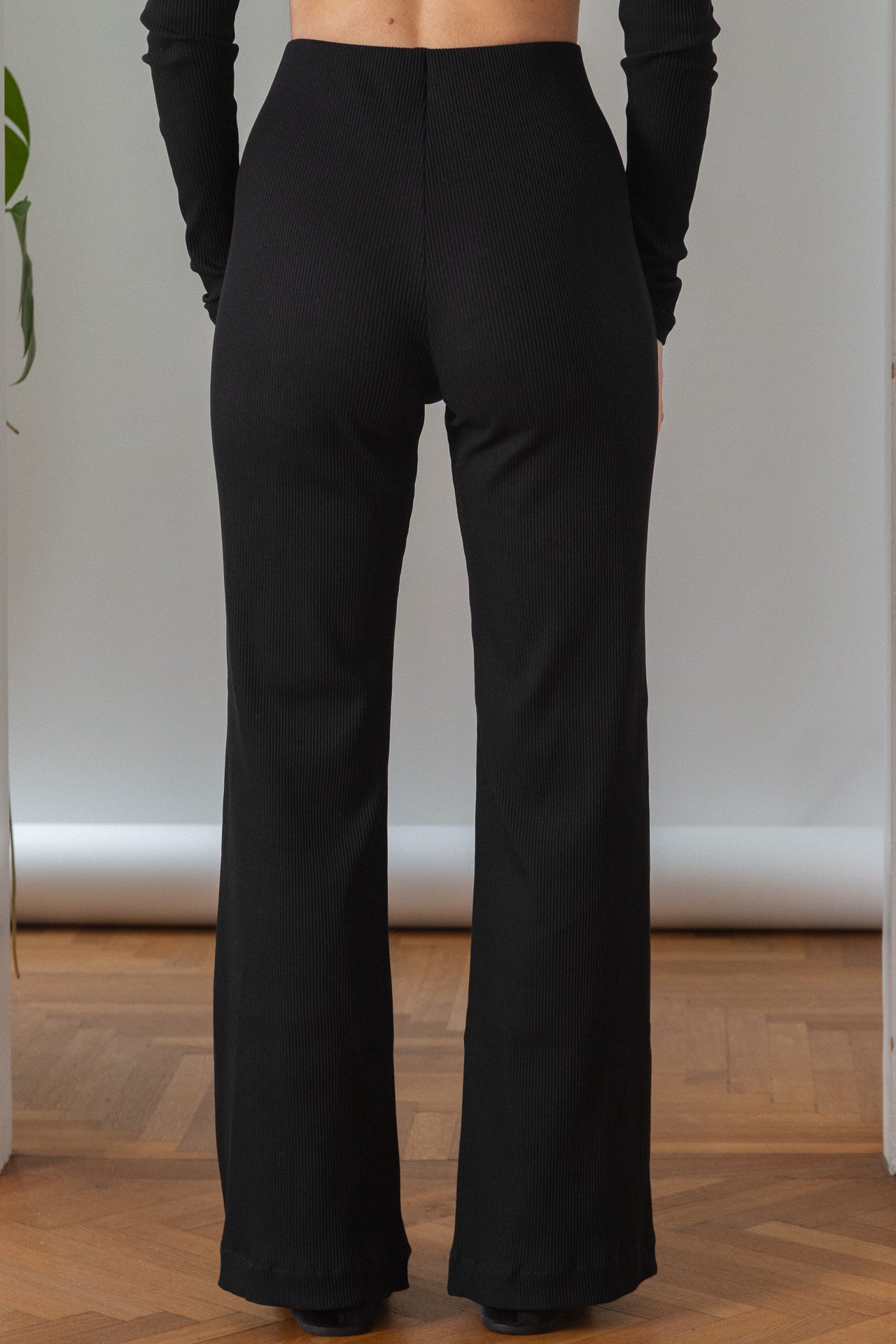 Organic Cotton Ribbed Pants Black
