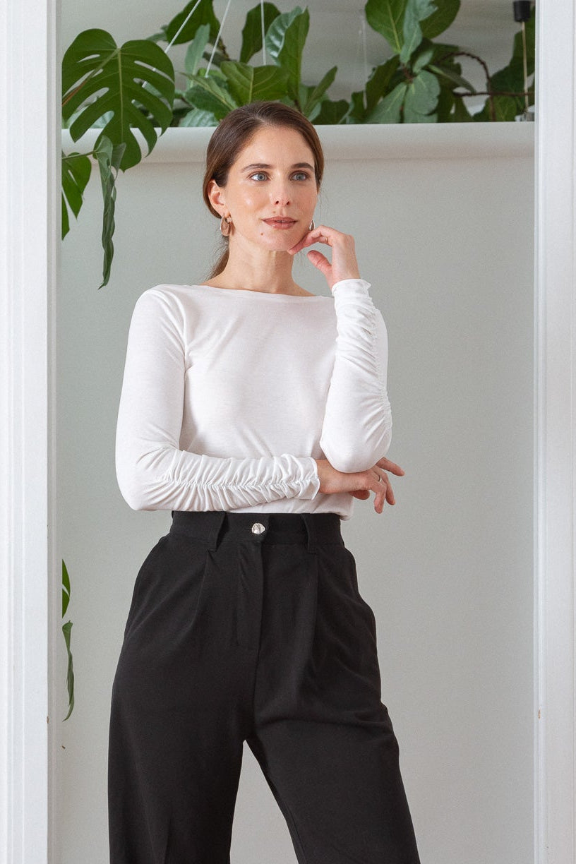 Two Way Jersey Top White