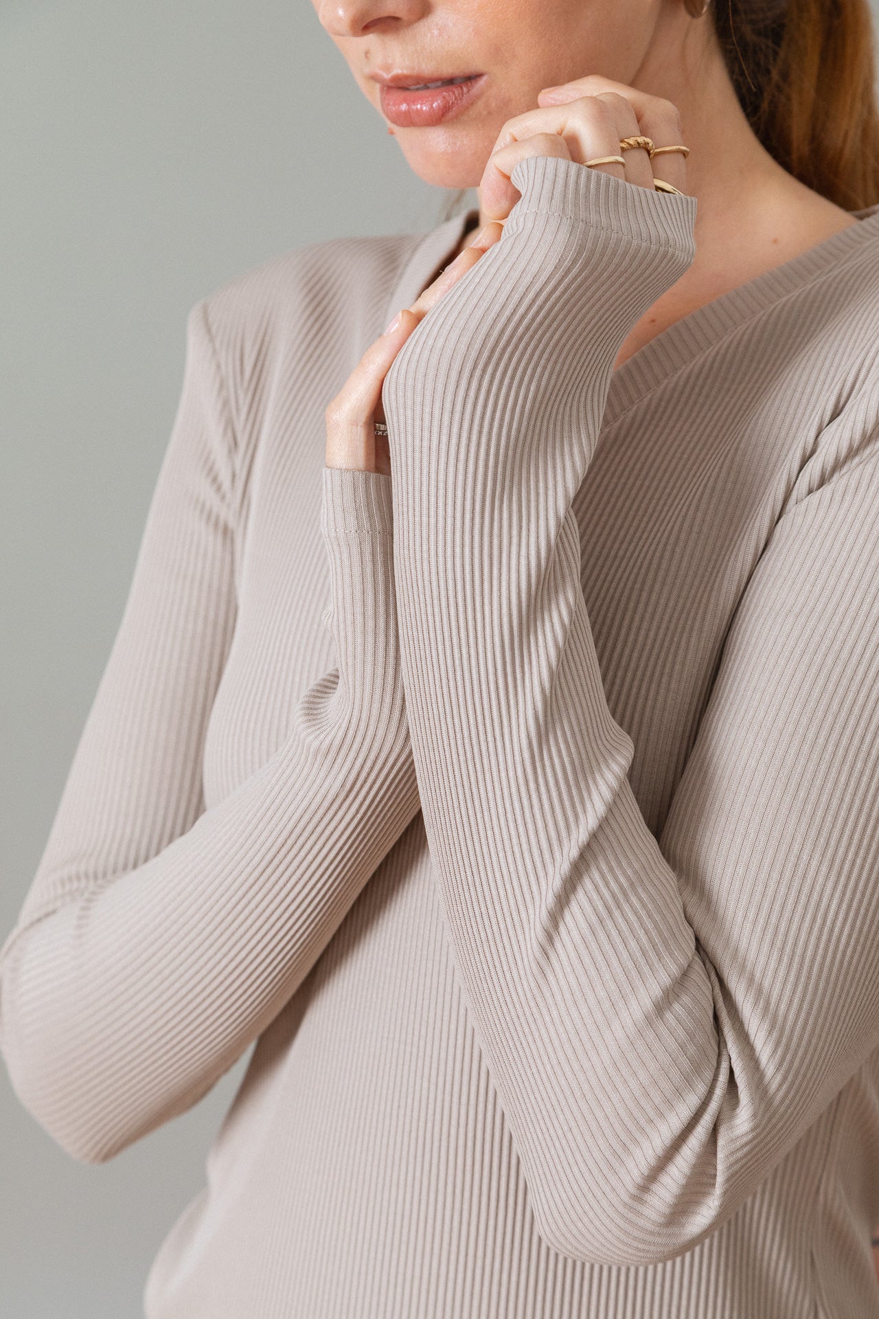 Organic Cotton Ribbed Vest Beige