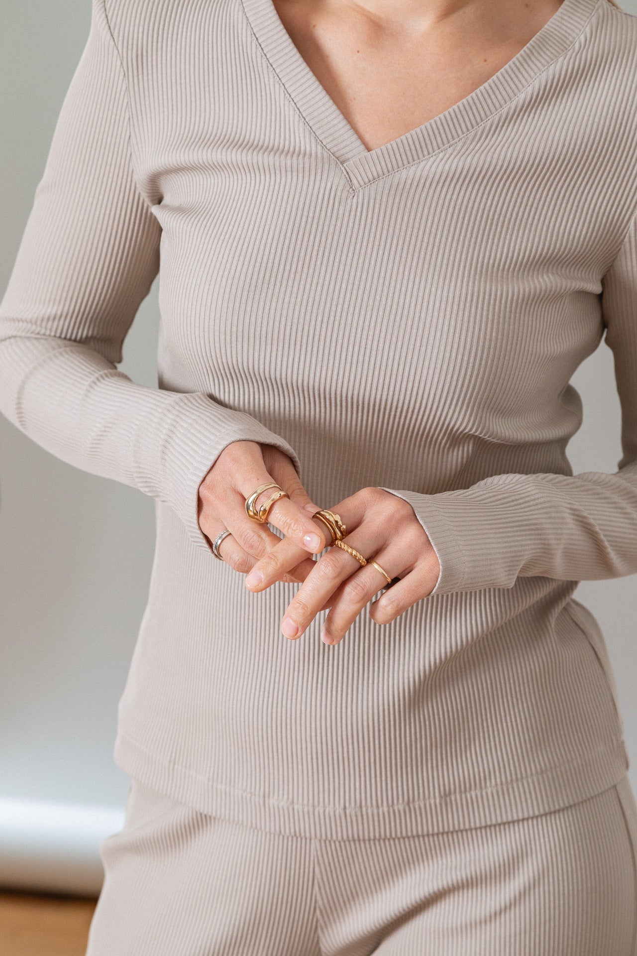 Organic Cotton Ribbed Vest Beige